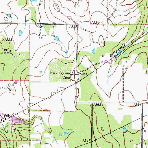 Topographic Map of Dark Corner Cemetery, TX