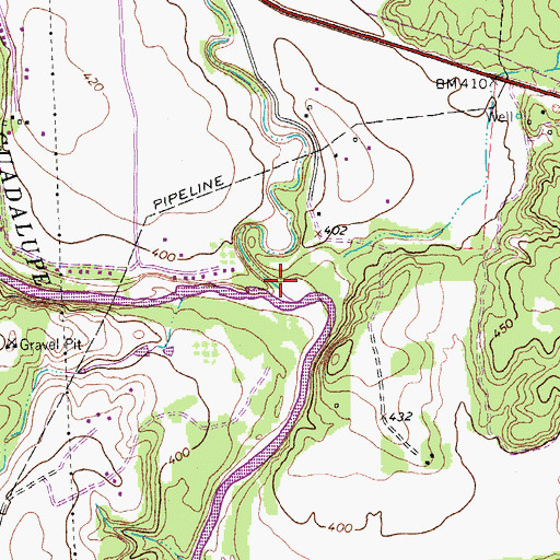 Topographic Map of Darst Creek, TX