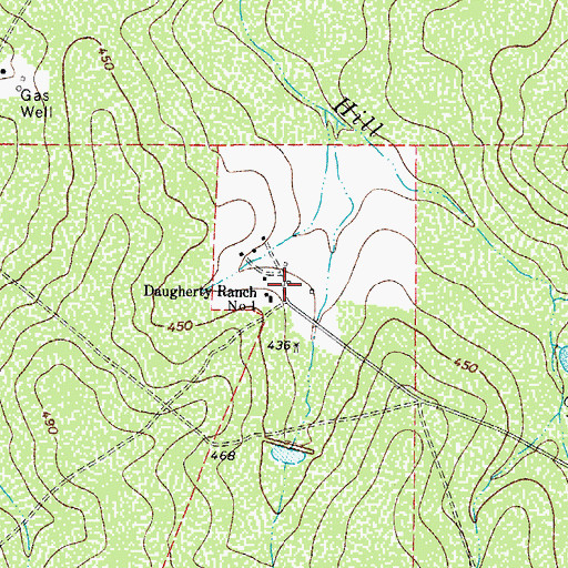 Topographic Map of Daugherty Ranch, TX