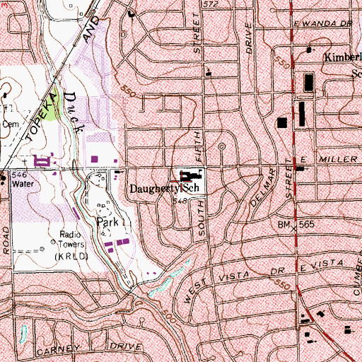 Topographic Map of Daugherty School, TX