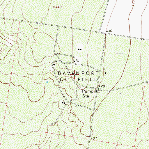 Topographic Map of Davenport Oil Field, TX