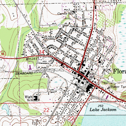 Topographic Map of First Assembly of God Church, AL