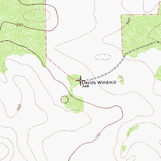 Topographic Map of Davids Windmill, TX