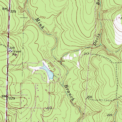 Topographic Map of Davis Branch, TX