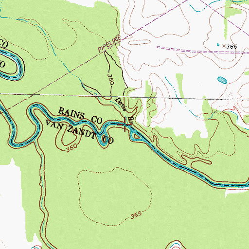 Topographic Map of Davis Branch, TX