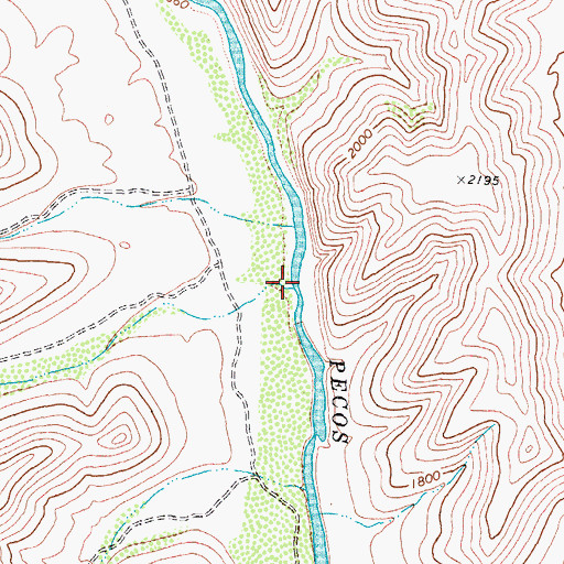 Topographic Map of Davis Canyon, TX