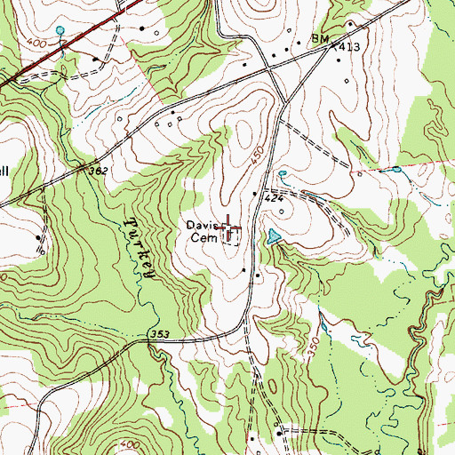 Topographic Map of Davis Cemetery, TX