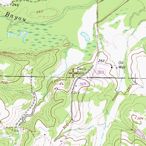 Topographic Map of Davis Cemetery, TX