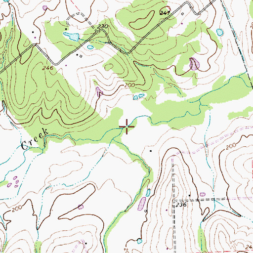 Topographic Map of Davis Creek, TX