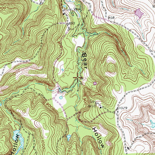Topographic Map of Davis Hollow, TX