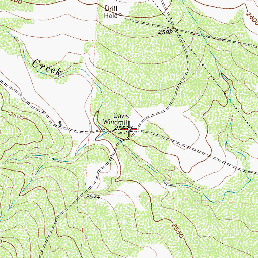 Topographic Map of Davis Windmill, TX