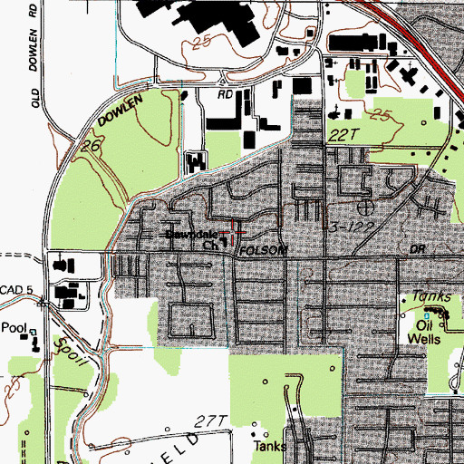 Topographic Map of Dawndale Church, TX