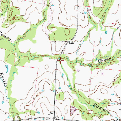 Topographic Map of Dawson Creek, TX