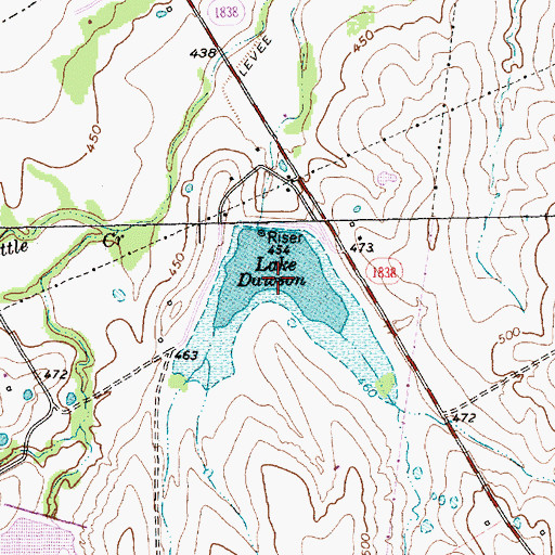 Topographic Map of Lake Dawson, TX
