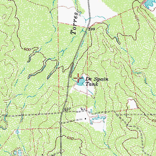 Topographic Map of De Spain Tank, TX