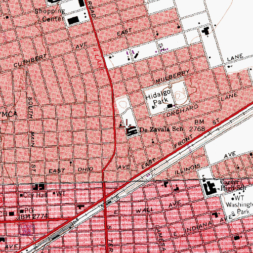 Topographic Map of De Zavala School, TX