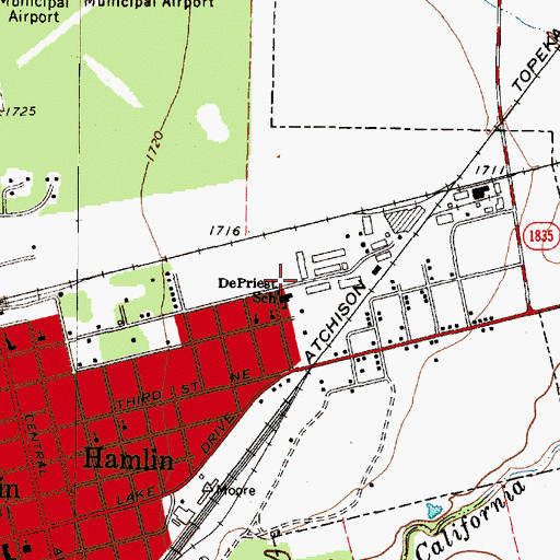 Topographic Map of DePriest School, TX