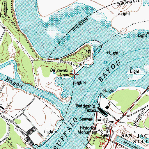 Topographic Map of DeZavalla Cemetery, TX