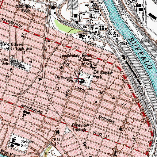 Topographic Map of DeZavalla School, TX