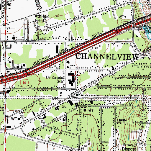Topographic Map of DeZavalla School, TX
