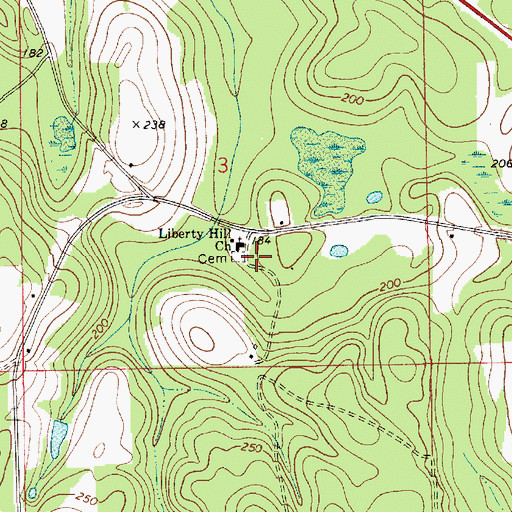 Topographic Map of Liberty Hall School (historical), AL