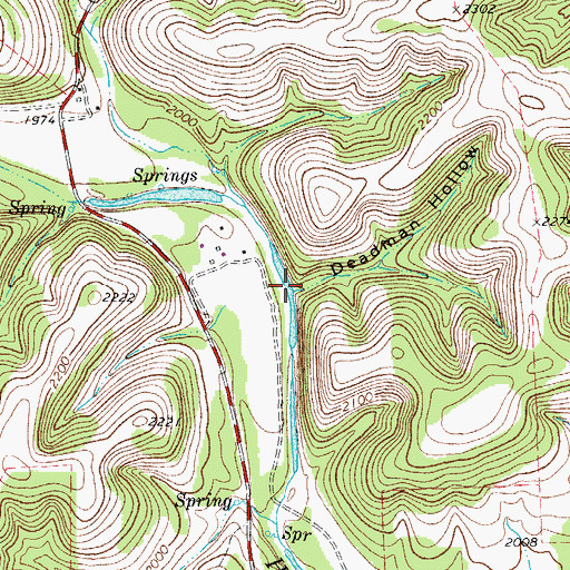 Topographic Map of Deadman Hollow, TX