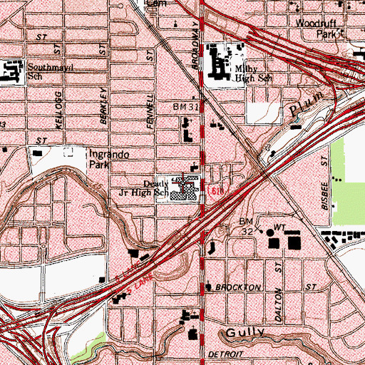 Topographic Map of Deady Junior High School, TX