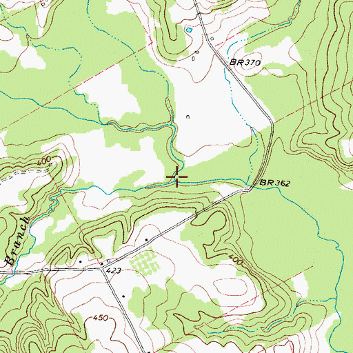 Topographic Map of Dean Branch, TX