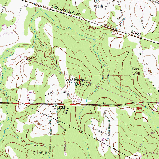 Topographic Map of Dean Cemetery, TX