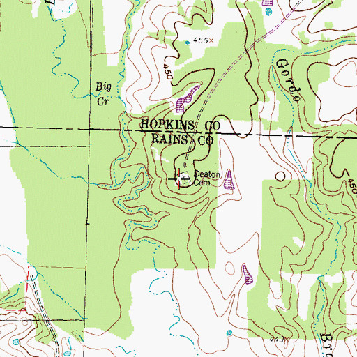 Topographic Map of Deaton Cemetery, TX