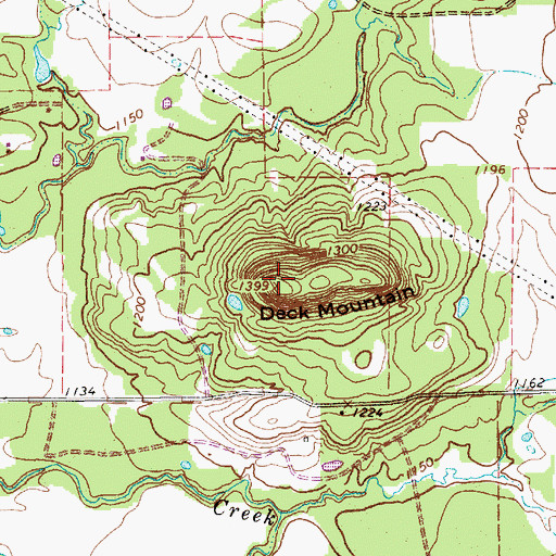 Topographic Map of Deck Mountain, TX