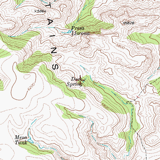 Topographic Map of Deck Spring, TX