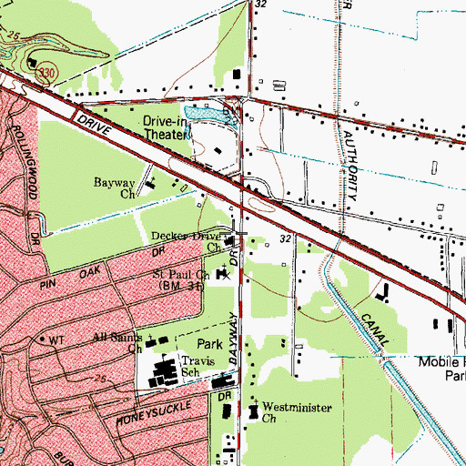 Topographic Map of Decker Drive Church, TX