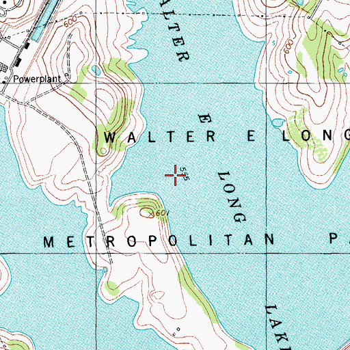 Topographic Map of Walter E. Long Lake, TX