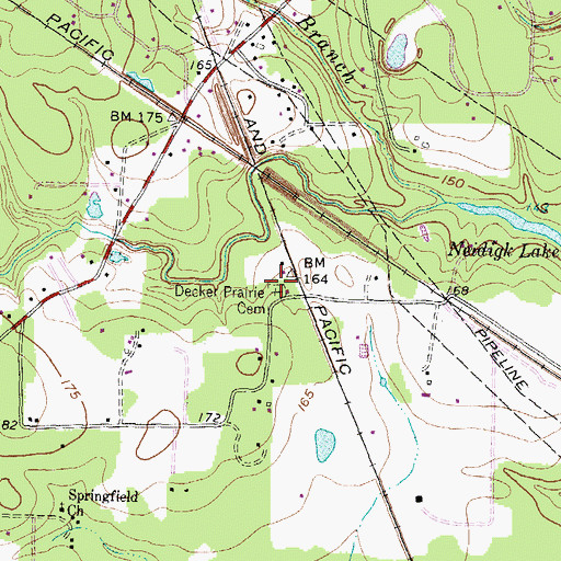 Topographic Map of Decker Prairie Cemetery, TX