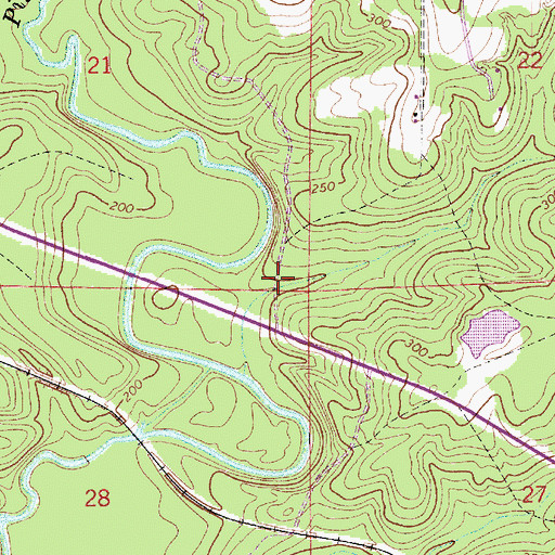 Topographic Map of Motts Bridge (historical), AL