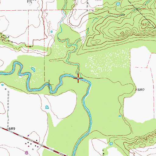 Topographic Map of Deep Creek, TX