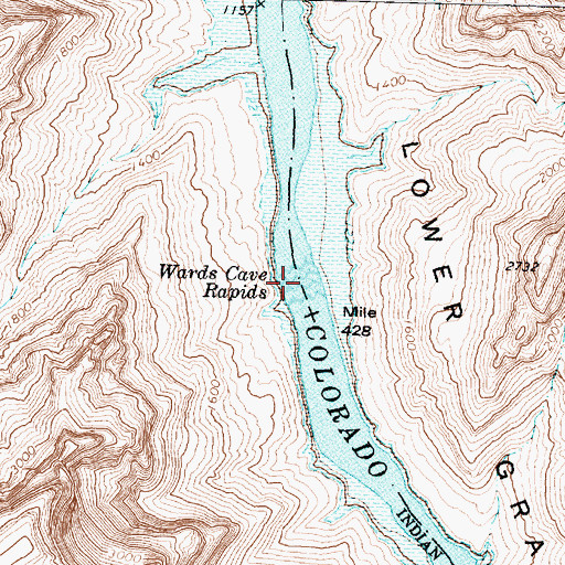 Topographic Map of Wards Cove Rapids, AZ