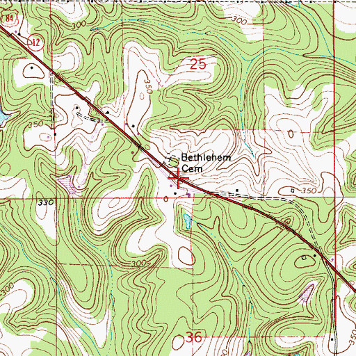 Topographic Map of Mount Olive Church (historical), AL