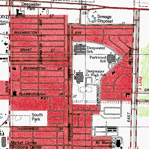 Topographic Map of Deepwater Junior High School, TX