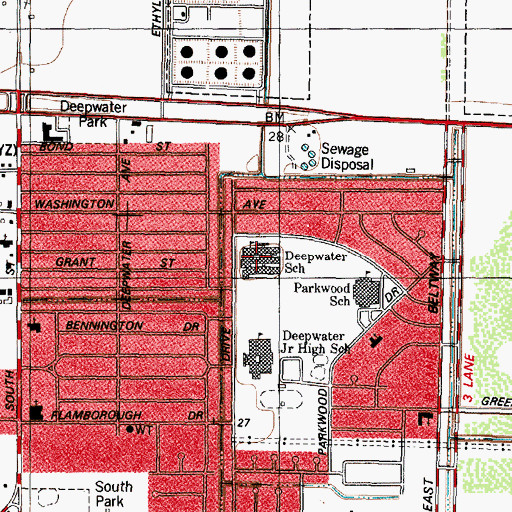 Topographic Map of Deepwater School, TX