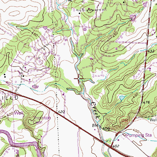 Topographic Map of Deer Creek, TX
