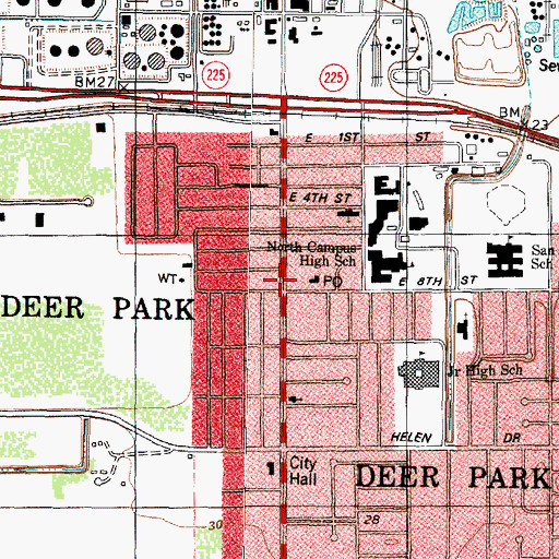 Topographic Map of Deer Park, TX