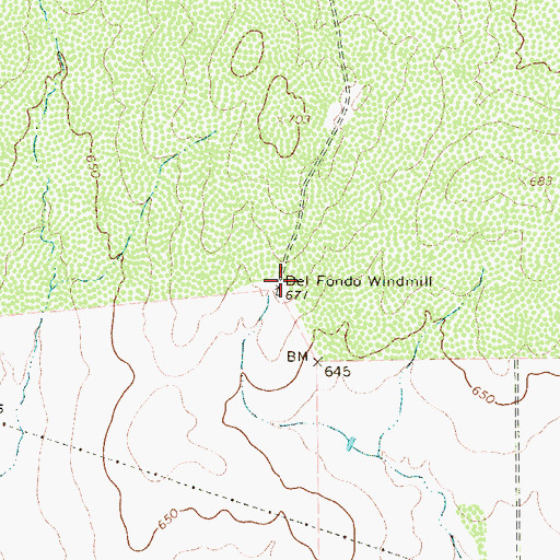 Topographic Map of Del Fondo Windmill, TX