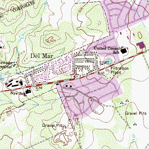 Topographic Map of Del Mar, TX