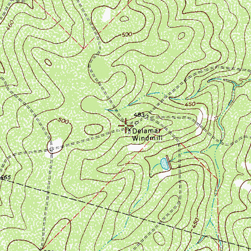 Topographic Map of Delamar Windmill, TX