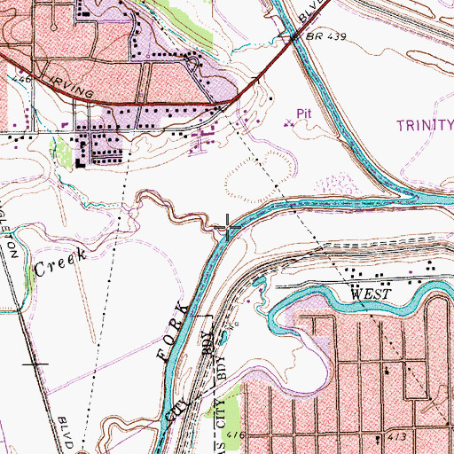 Topographic Map of Delaware Creek, TX
