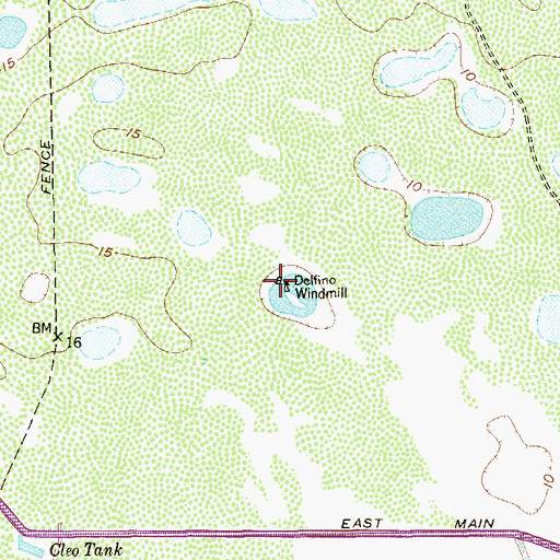 Topographic Map of Delfino Windmill, TX