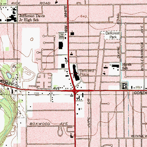 Topographic Map of Dellcrest Plaza, TX