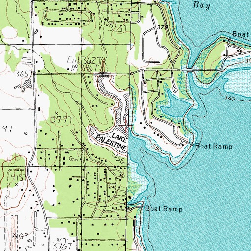 Topographic Map of Gum Branch, TX